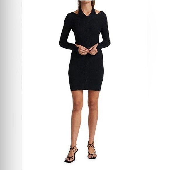 SIMKHAI Alejandra Twisted Cable Fitted Dress Black Size M NWT - Picture 5 of 9